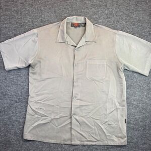 Vintage Dragonfly DF Clothing Button Down Shirt Mens Large Grey Short Sleeve